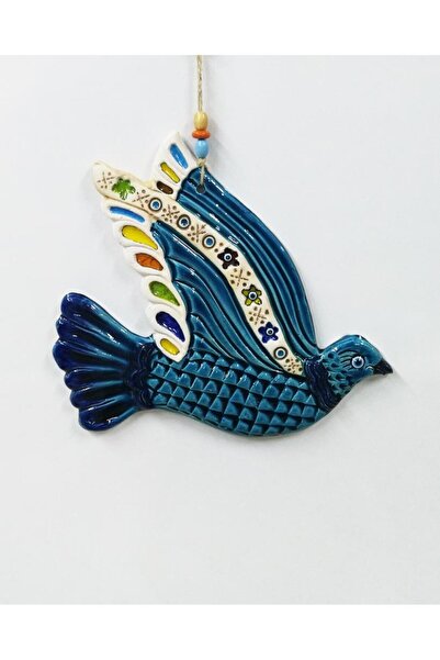 SUME Seramik Kuş Dekoratif El Işi Duvar Süsü Büyük Boy Nazarlık