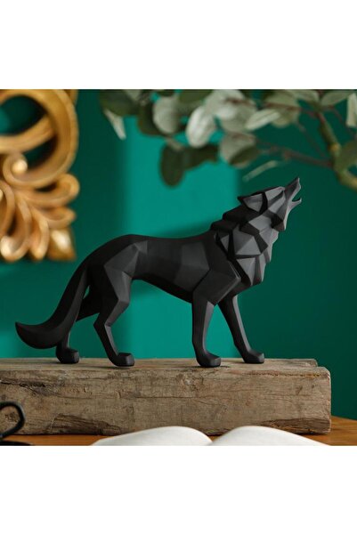 SUME Dekoratif Büyük Boy Kübik Uluyan Kurt Biblo Ev Masa Dekoru