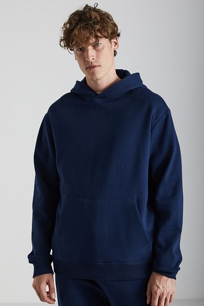 GRIMELANGE Cartmel Men's Sweatshirt - Comfortable Fit, Kangaroo Pocket, Hooded, Navy Blue, 3 Thread