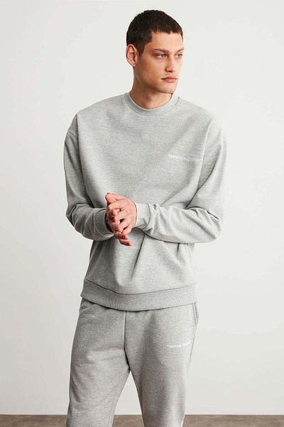 GRIMELANGE Marshall Herren-Trainingsanzug-Set aus bestickter Fleece-Baumwolle – Relaxed Grimelange