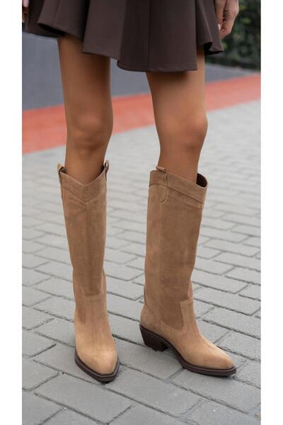 ECENİN BUTİĞİ Fonseca Camel Süet   Hakiki Deri   Çizme
