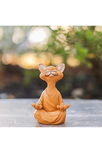 SUME Dekoratif Yoga Yapan Kedi Biblo Meditasyon Kedi Heykeli Ev Dekoru