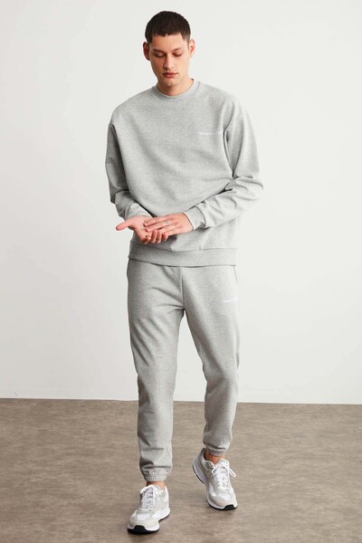 GRIMELANGE Marshall Erkek Pamuklu Içi Polarlı Nakışlı Relaxed Grimelanj Eşofman Takımı