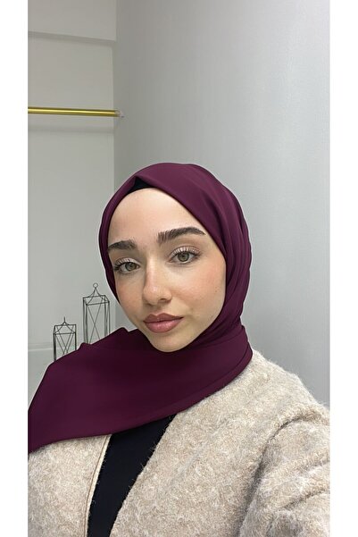 GigiTex Șal de mătase Medina violet prune Culoare uni Lățime 73 Cm Lungime 1,...