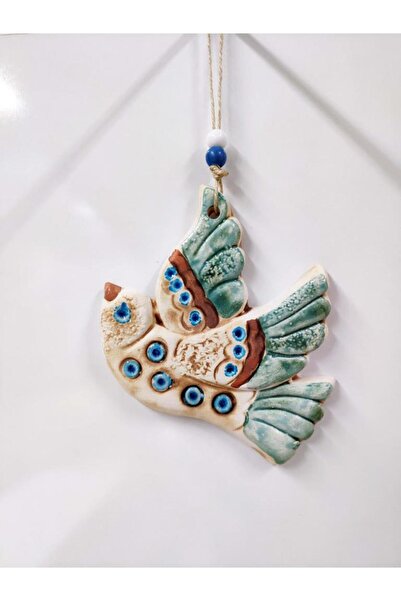 SUME Seramik Mini Kuş Dekoratif Duvar Süsü 14x13 Cm