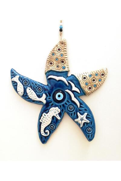 SUME Seramik Denizyıldızı El Işi Duvar Süsü Büyük Boy Nazarlık