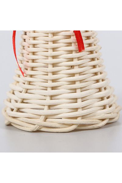 Mylamp Decor de Anul Nou Clopot din Rattan cu Panglici Albe 10x7 cm
