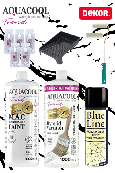 Aquacool Trend Akrilik Boya 100 Pamuk Beyaz Hobi Boyama Set Granit Effect Spr...