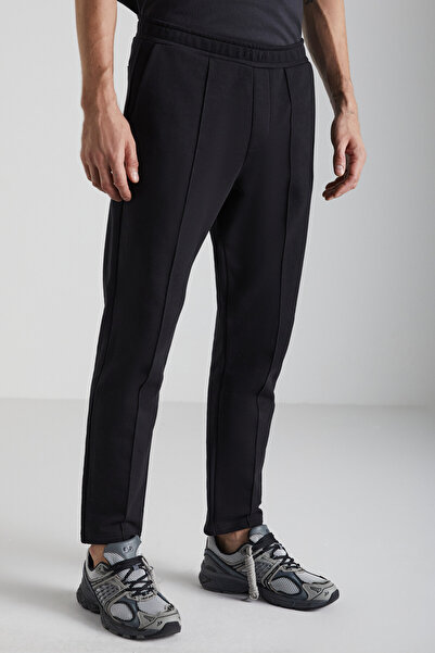 GRIMELANGE Scuby ανδρική κανονική εφαρμογή Άνετη εφαρμογή με ραβδώσεις ελαστική μέση με τρεις τσέπες μαύρη φούτερ