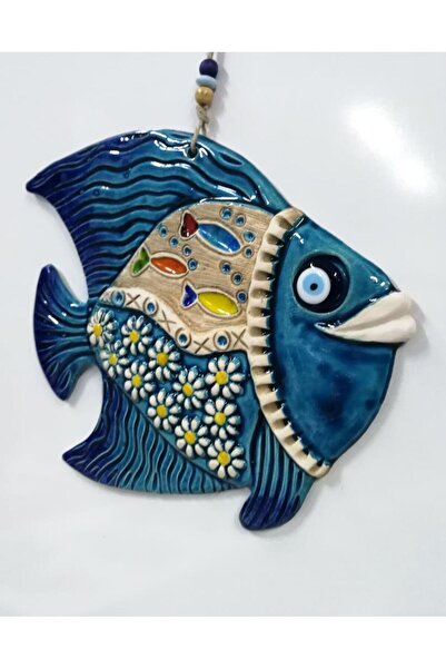 SUME Seramik Balık Dekoratif El Işi Duvar Süsü Büyük Boy Nazarlık