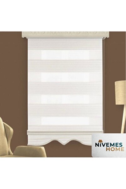 NİVEMESHOME BEYAZ PİLİSE ZEBRA PERDE