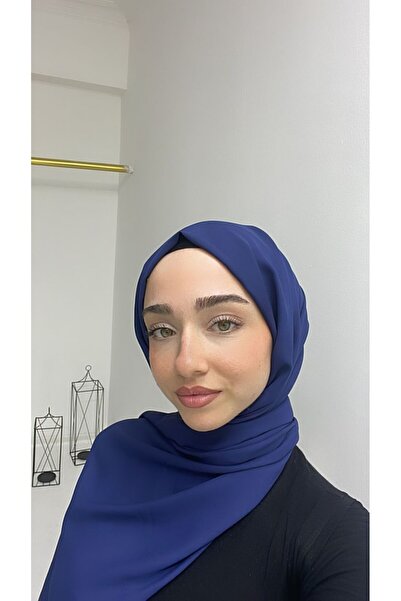 GigiTex Şal de mătase Medina albastru bleumarin Culoare uni Lăţime 73 Cm Lung...