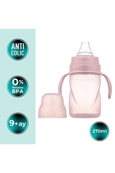 Mamajoo Damlatmaz Eğitici Kulplu Bardak, 270 Ml, Powder Pink, 1 Adet
