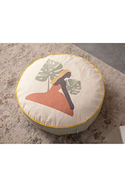 BUGİ HOME COLLECTİON Dekoratif Çok Amaçlı Yer Minderi İç Dolgulu, Puf Yastık, Taşınabilir Meditasyon Minderi