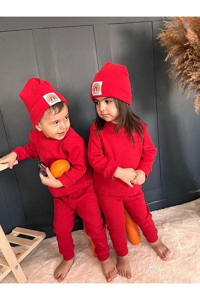 BAHNUR Baby Kids Beret Bottom Top Unisex Set Set Nursery Tracksuit Set