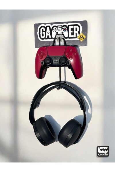 Crodle Duvara Masaya Yapıştırılabilen Gaming Kulaklık Standı Ps4 Ps5 Xbox Joy...