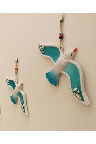 SUME Deniz Kabuğu Süslemeli Polyester Üçlü Uçan Kuş Duvar Süsü