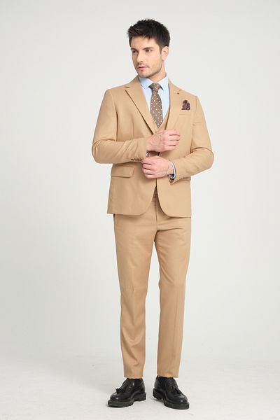 Frappoli Slim Fit Ανδρικό μονόχρωμο μονόχρωμο κοστούμι με διπλή σχισμή
