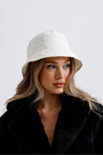 nord arc Cream Quilted Bucket Hat with Water Repellent Features