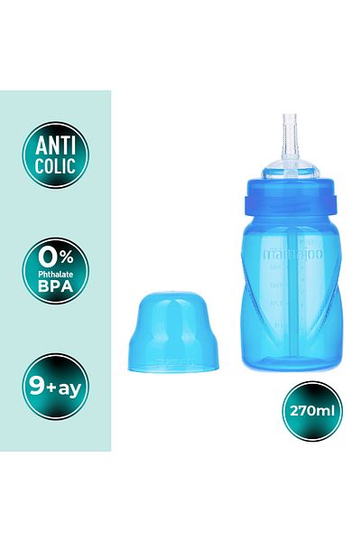 Mamajoo Akıtmayı Engelleyen Pipetli Bardak, 270 Ml, 12 Ay, Mavi, 1 Adet