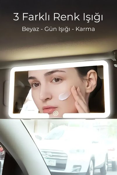 STARCOM Araç İçi Makyaj Aynası- LED Işıklı, Dokunmatik, Taşınabilir Araba Aynası