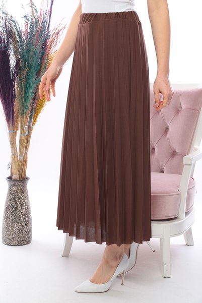 Bahar Altundemir Pliated Skirt in Crepe Fabric, Hijab Skirt, Long Pleated Skirt