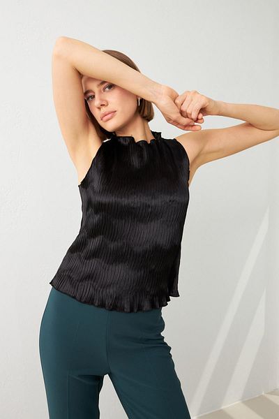 Setre Black Turtleneck Tank Top