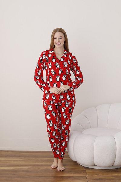 CALİA Women's Front Button Shirt Collar Suede Fabric Pajamas Set