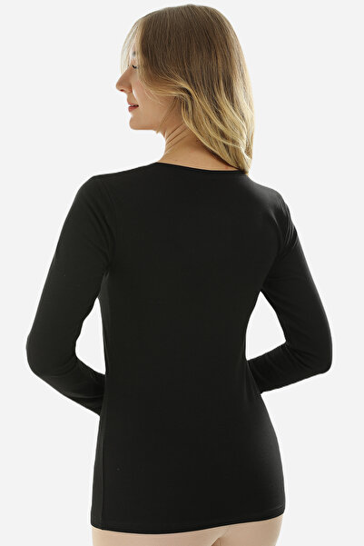 Almila V-Neck Slim Fit Women's Bodysuit - Long Sleeve, Cotton and Lycra 2039 Model Blouse