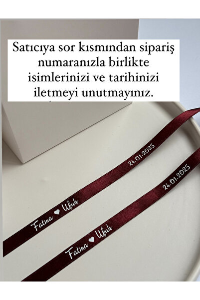 Huyendo İncisiz Söz Nişan Yüzük Kurdelesi Bordo(1 metre uzunluk, 1 cm en)