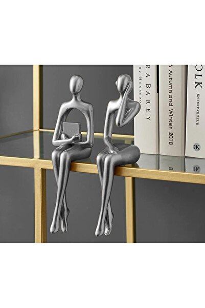 SUME İskandinav Tarz Dekoratif 2 Adet Soyut Düşünen Heykel Biblo Ev Dekorasyo...