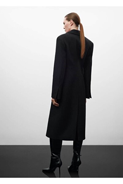 MANGO Woman Woolen Overcoat with Padded Shoulders