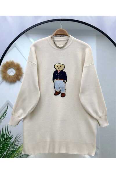 MODA VEDAT Pulover tricotat cu detaliu ursuleț