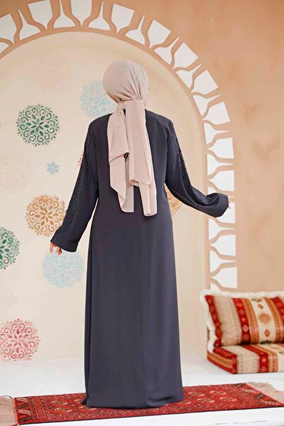 Neva Style Smoked Bead Embroidered Hijab Ferace - 29113Fu