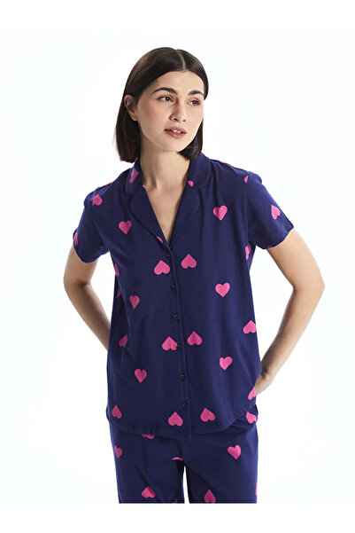 LC Waikiki LCW Young Mor Gömlek Yaka Baskılı Kadın Pijama Takımı