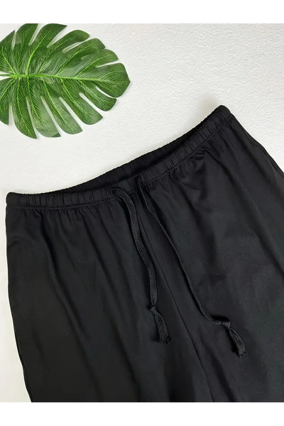 CAONNES Kadın Siyah Baggy Bol Kesim Esnek Rahat Kumaş Eşofman Altı ŞAH MODA