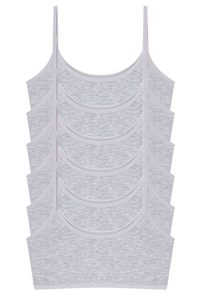 Arma Yıldız Γκρι βαμβακερό σουτιέν Lycra για κορίτσια - Half Tank Top, Χωρίς Επιθέματα, Πακέτο 6