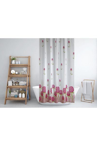 Zethome 1x180x200 Κουρτίνα ντουζιέρας με μονό φτερό με δώρο δαχτυλίδι - 7017