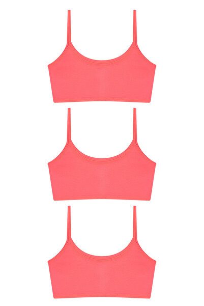 Arma Yıldız 3 Pieces Pink Young Girl's Bra - Half Undershirt, No Pads, Cotton Training