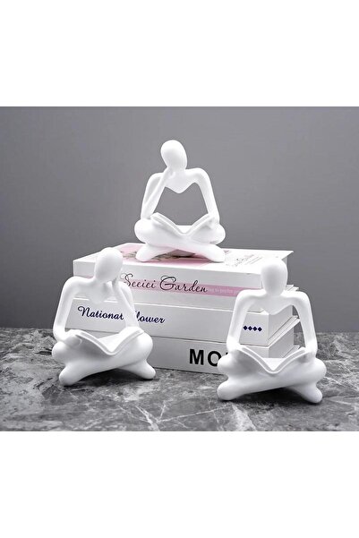 SUME İskandinav Tarz 3 Adet Lüks Stil Kitap Okuyan İnsan Figürü Soyut Şekil B...