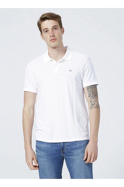 Dockers Λευκό ανδρικό μπλουζάκι Polo Neck Slim Fit - 100% βαμβάκι A1159-0001