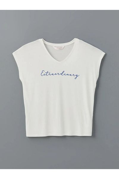 LC Waikiki Set pijamale pentru femei LCW DREAM albastru cu decolteu în V