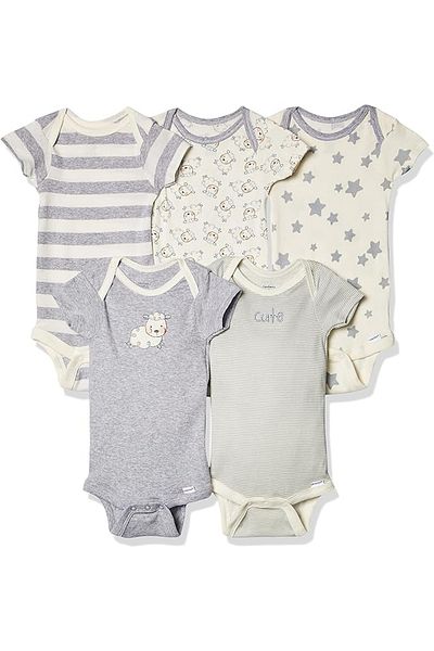 GERBER Organic Short Sleeve 5 Pack Baby Bodysuit - Bodysuit Set