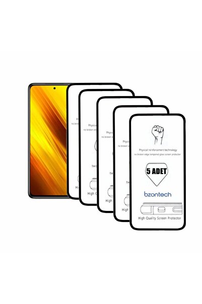 bzontech Poco X3 Nfc Ile Uyumlu Ekran Koruyucu Tam Kaplayan 5li Set