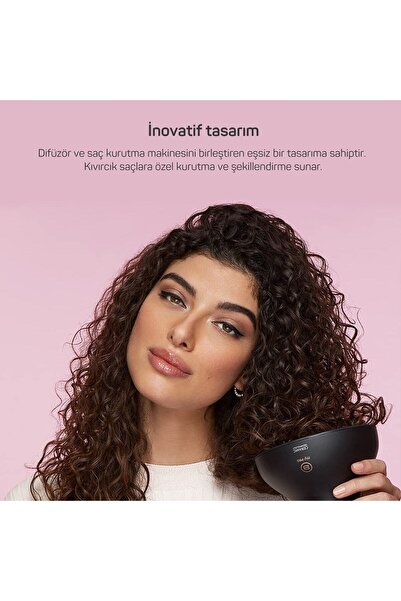 Arzum Bellissima Diffon Ceramic Kıvırcık Saçlara Özel Saç Kurutma Makinesi Siyah - AR5086