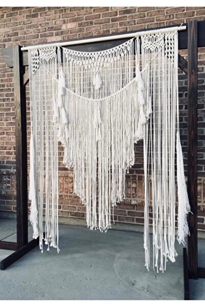 Seabella Makrome Nişan Konsepti Arka Fon Backdrop Tag Yatak Başı Perde Macrome