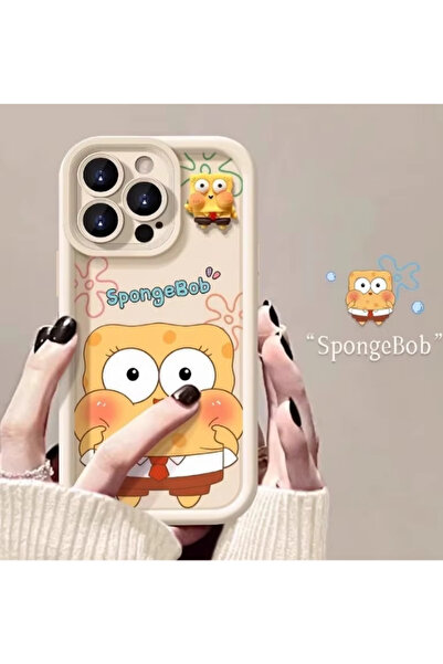 KVK PRİVACY İphone 15 Pro Max Uyumlu Kılıf SüngerBob Desenli 3d Oyuncaklı Kam...