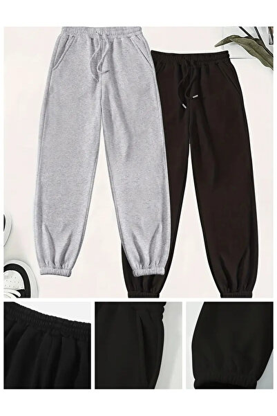 CAONNES Γκρι και μαύρο σετ φόρμας jogger - με ελαστικά τελειώματα στα πόδια, ...