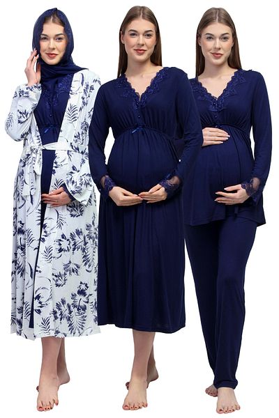 ByLohusa Navy Blue Hijab Maternity Set Effortt