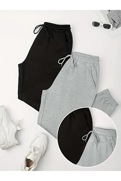 CAONNES Σετ φόρμας τζόγκερ σε γκρι και μαύρο χρώμα - Με ελαστικά τελειώματα σ...